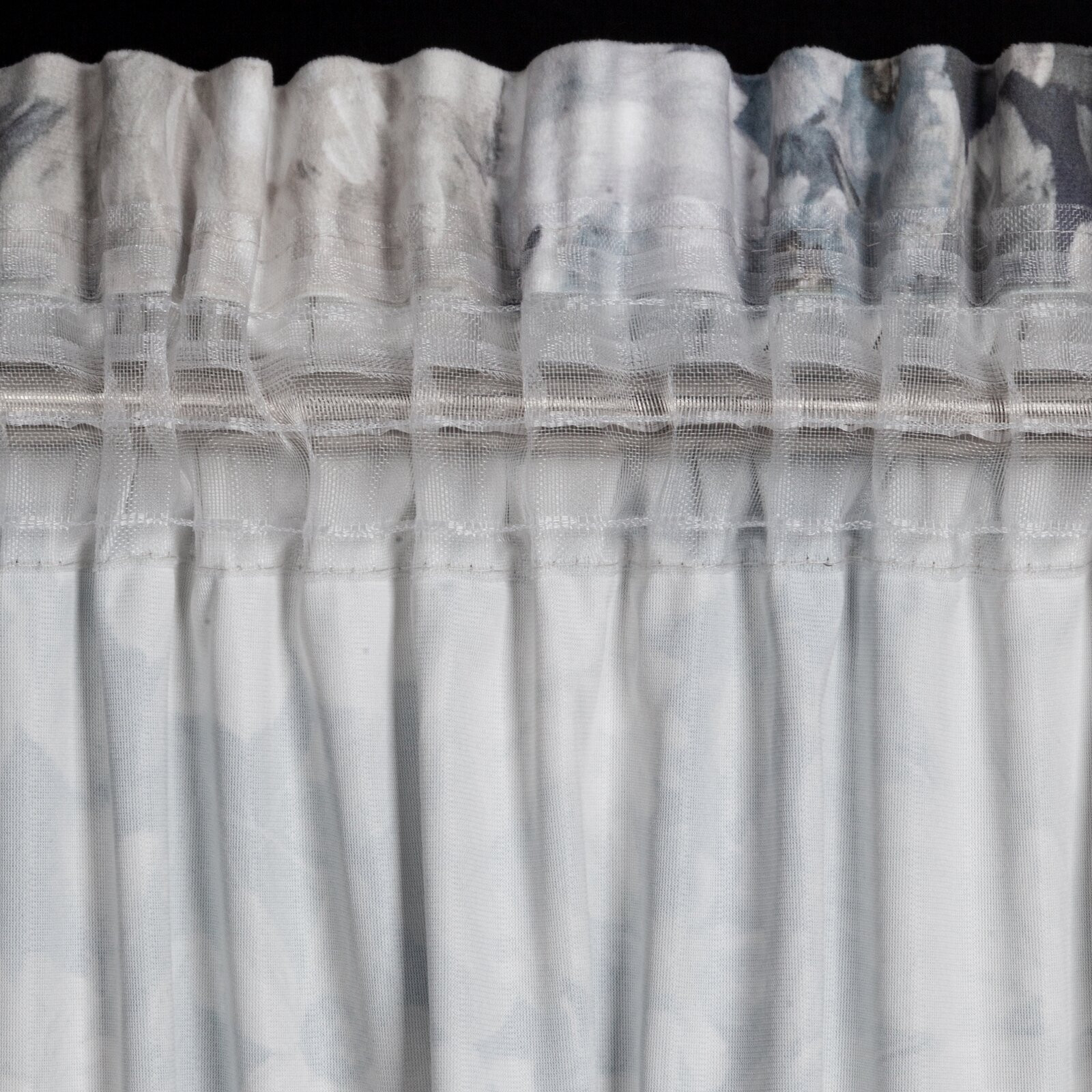 Hotový závěs LUCIA krémový/modrý - na pásce