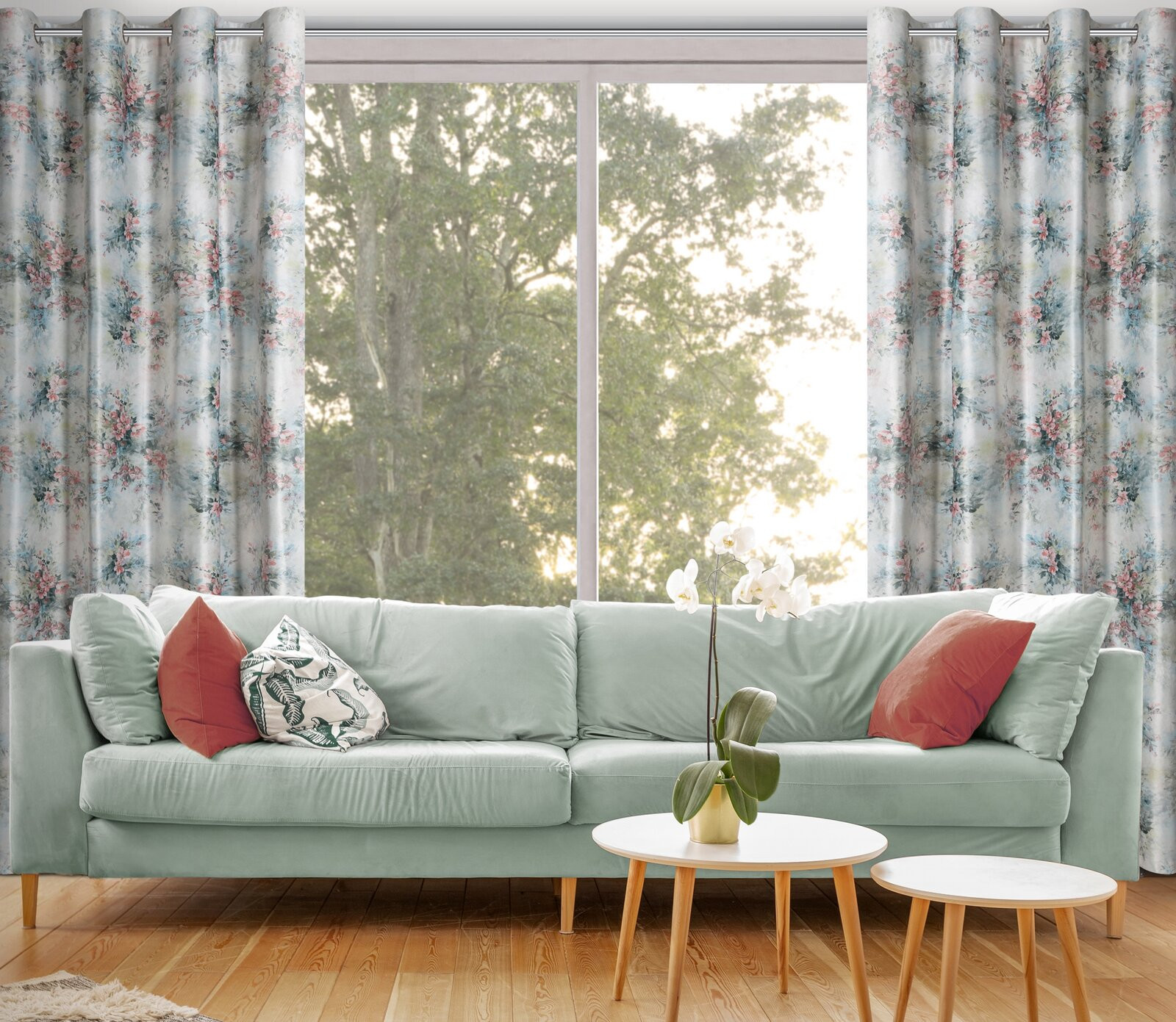 Hotový závěs MARISA zelený - na průchodkách