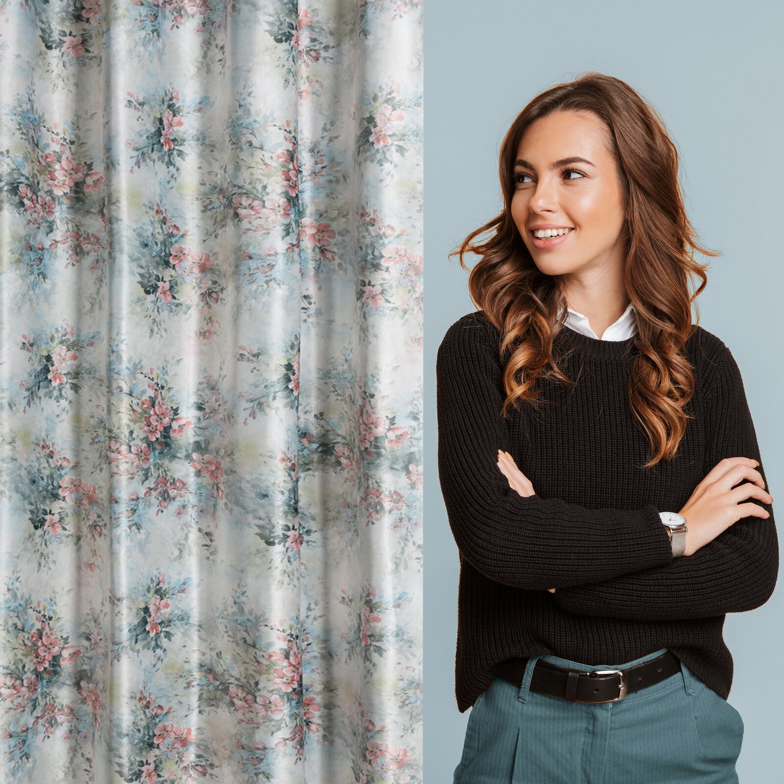 Hotový závěs MARISA zelený - na průchodkách