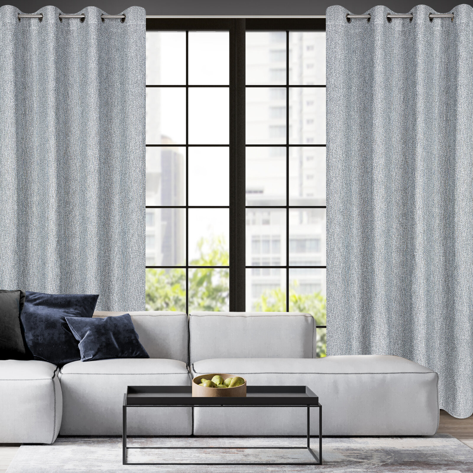 Hotový závěs MEGAN šedý - na průchodkách