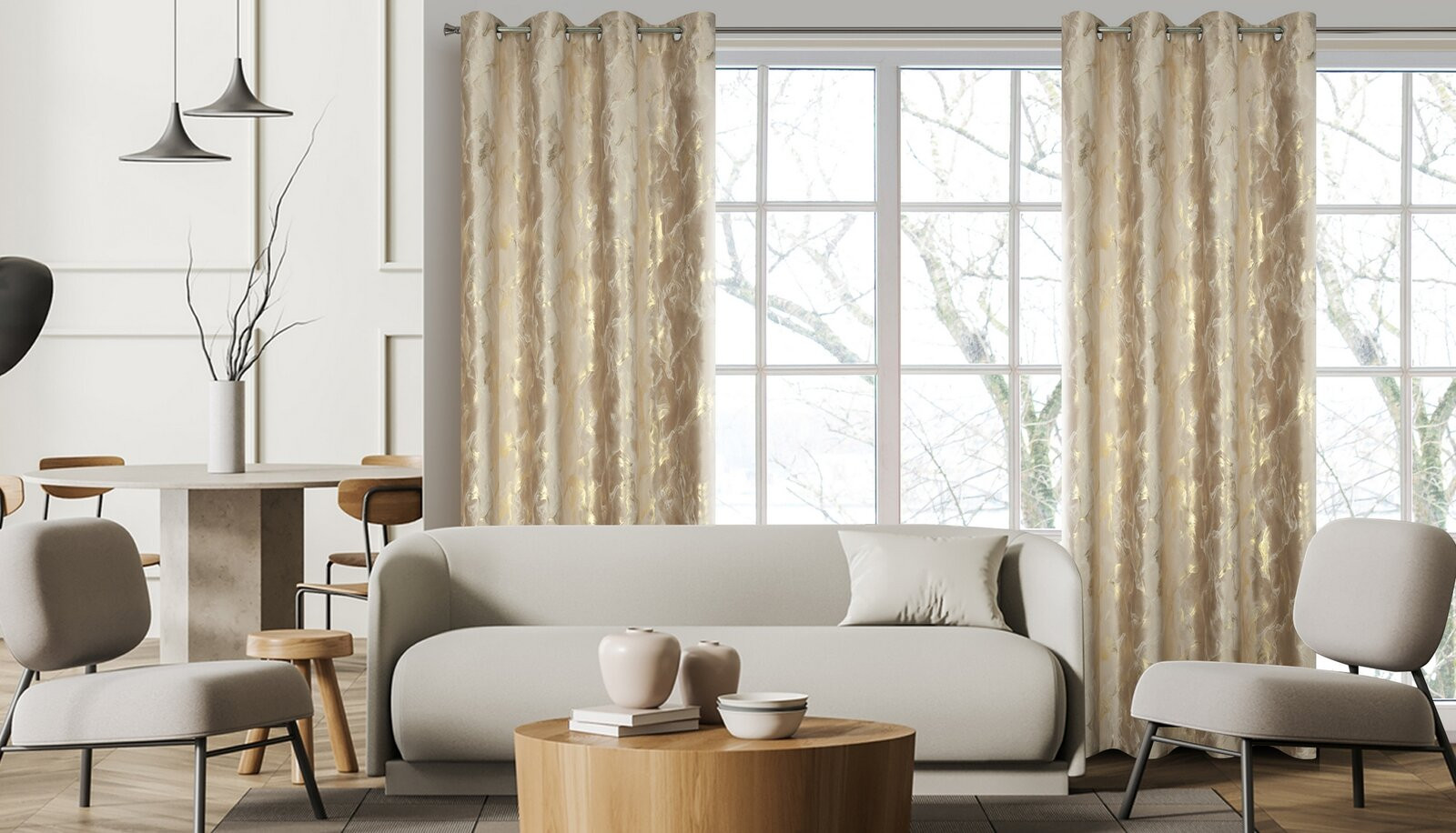 Hotový závěs MELODY béžový - na průchodkách