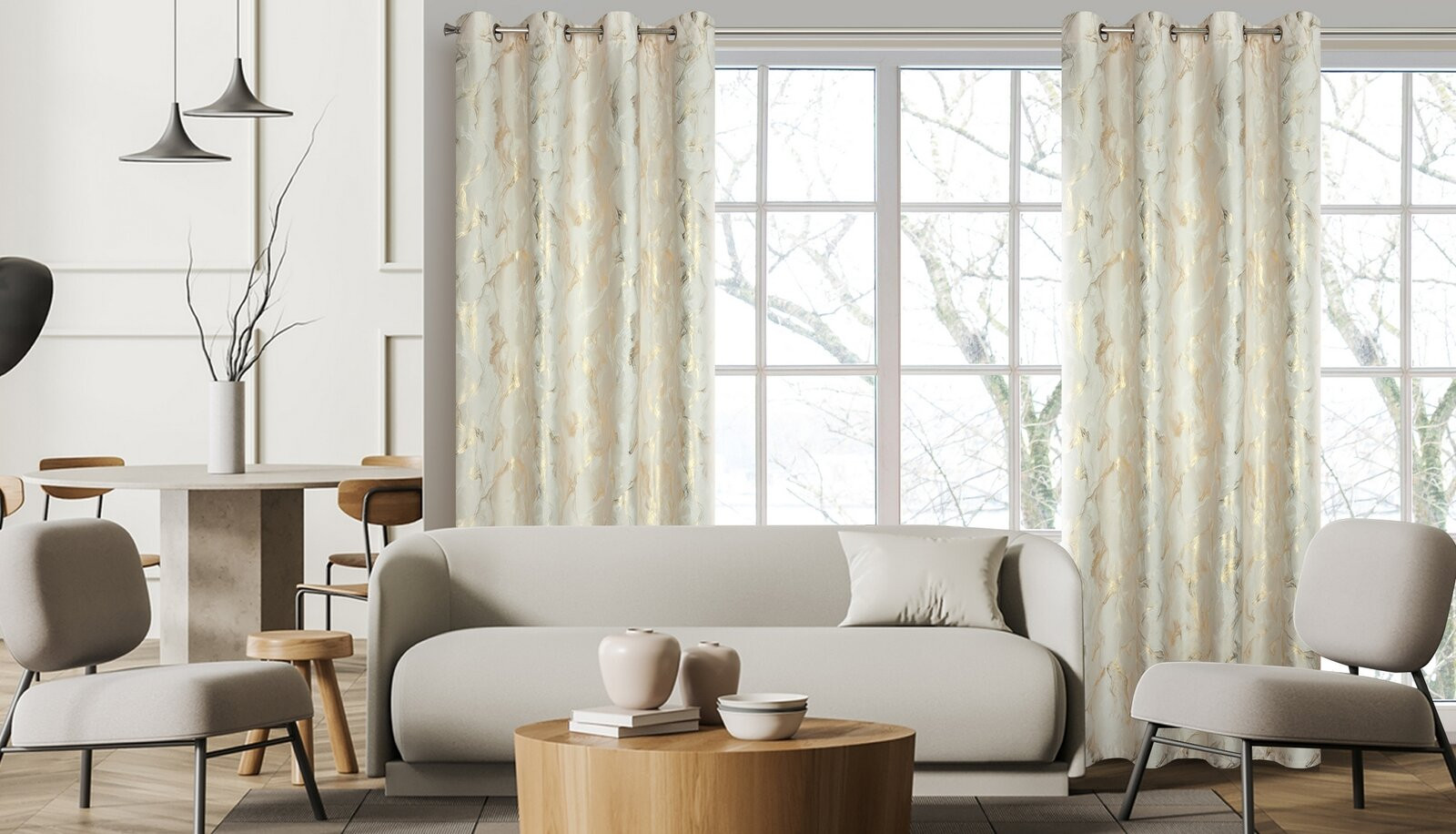 Hotový závěs MELODY krémový - na průchodkách