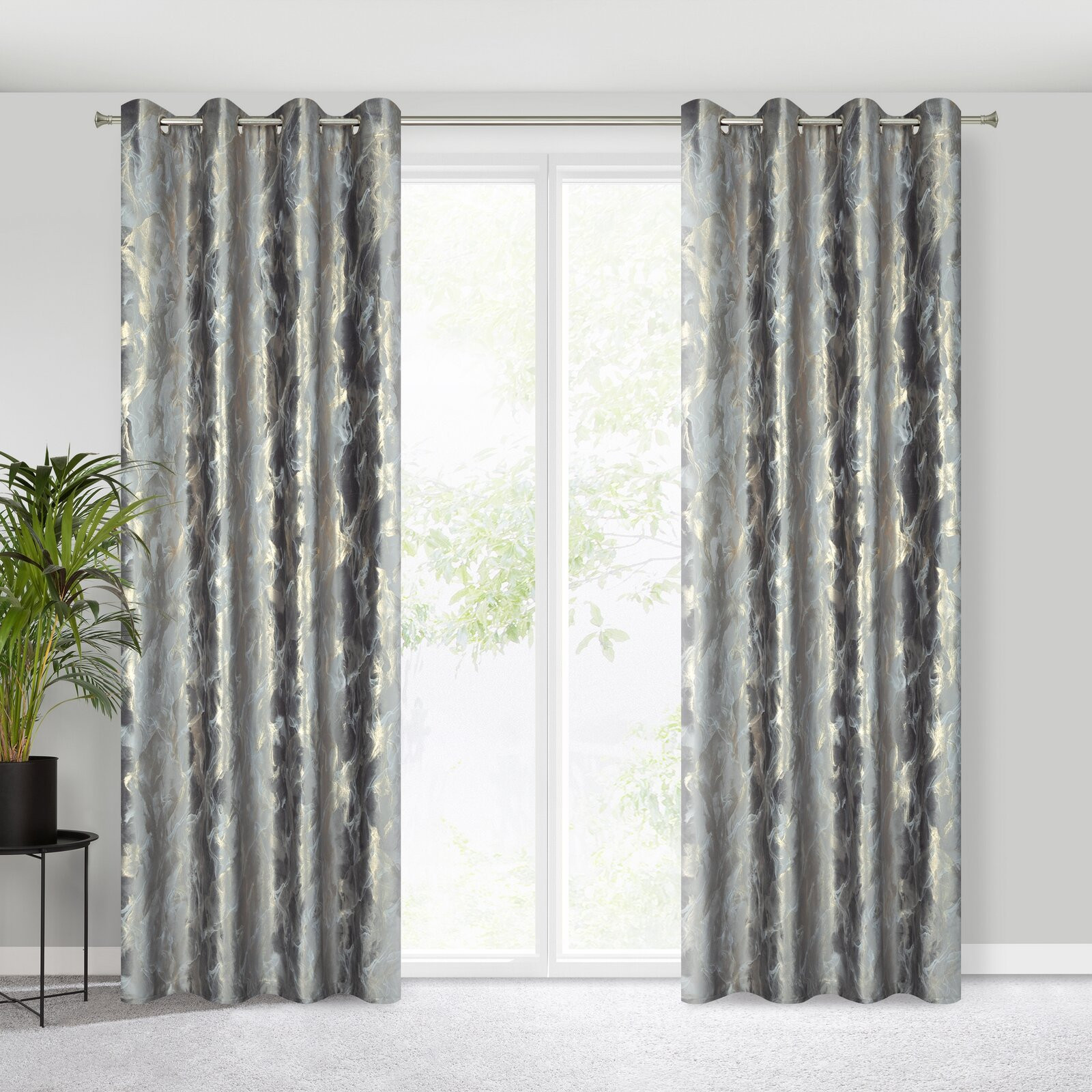 Hotový závěs MELODY ocelový - na průchodkách