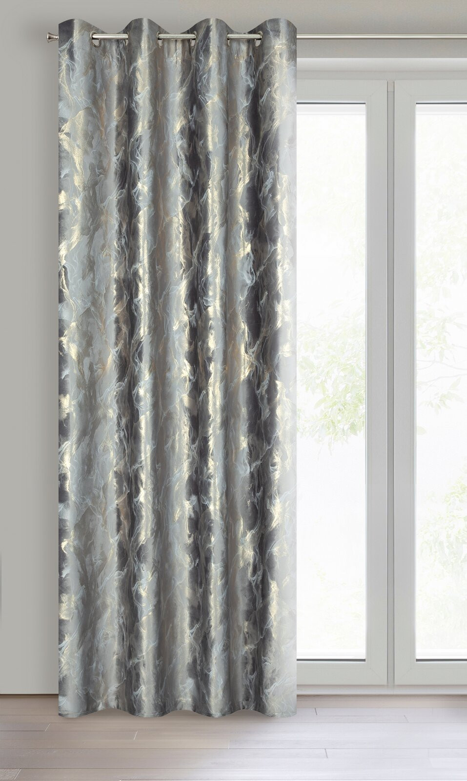 Hotový závěs MELODY ocelový - na průchodkách