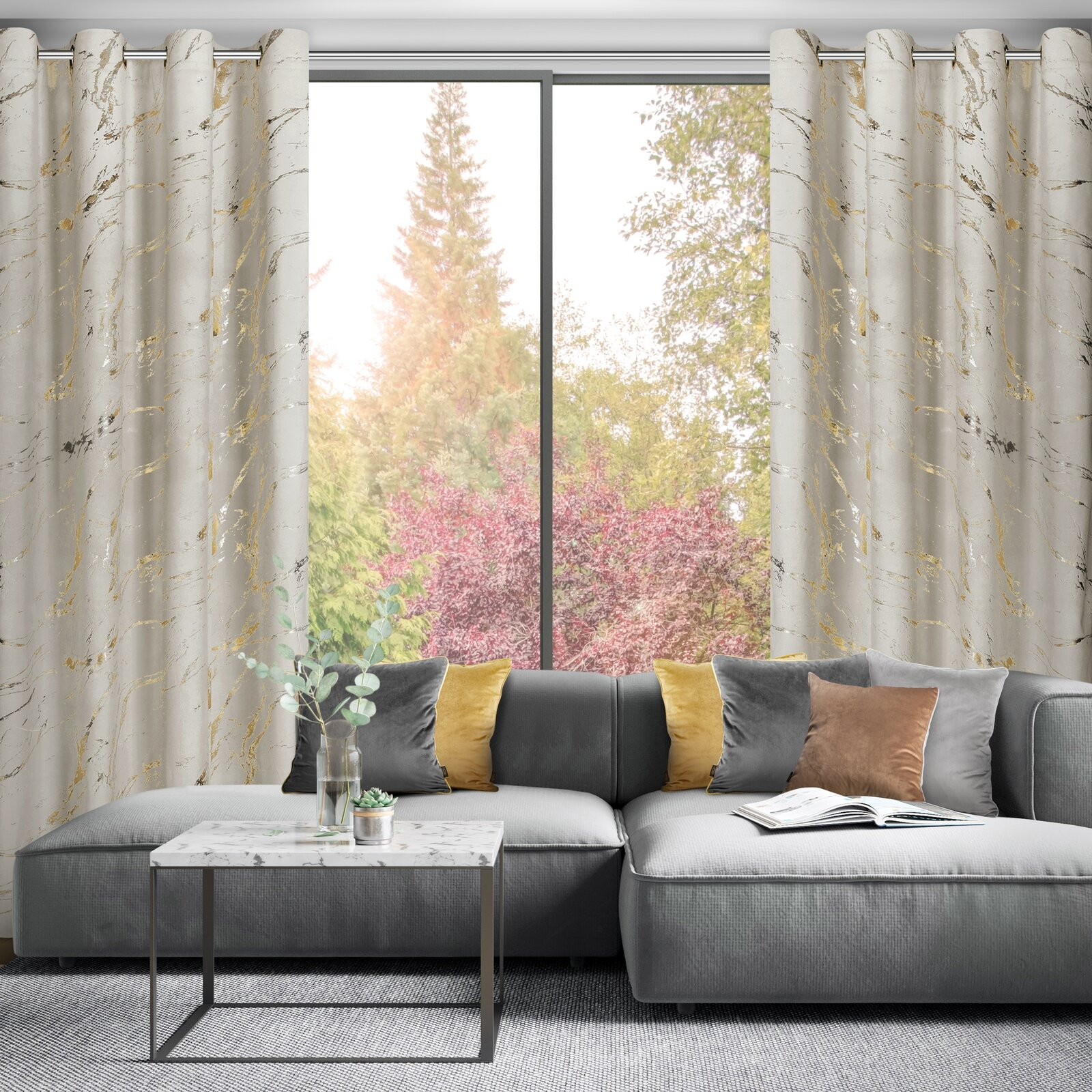 Hotový závěs MOLLY béžový - na průchodkách