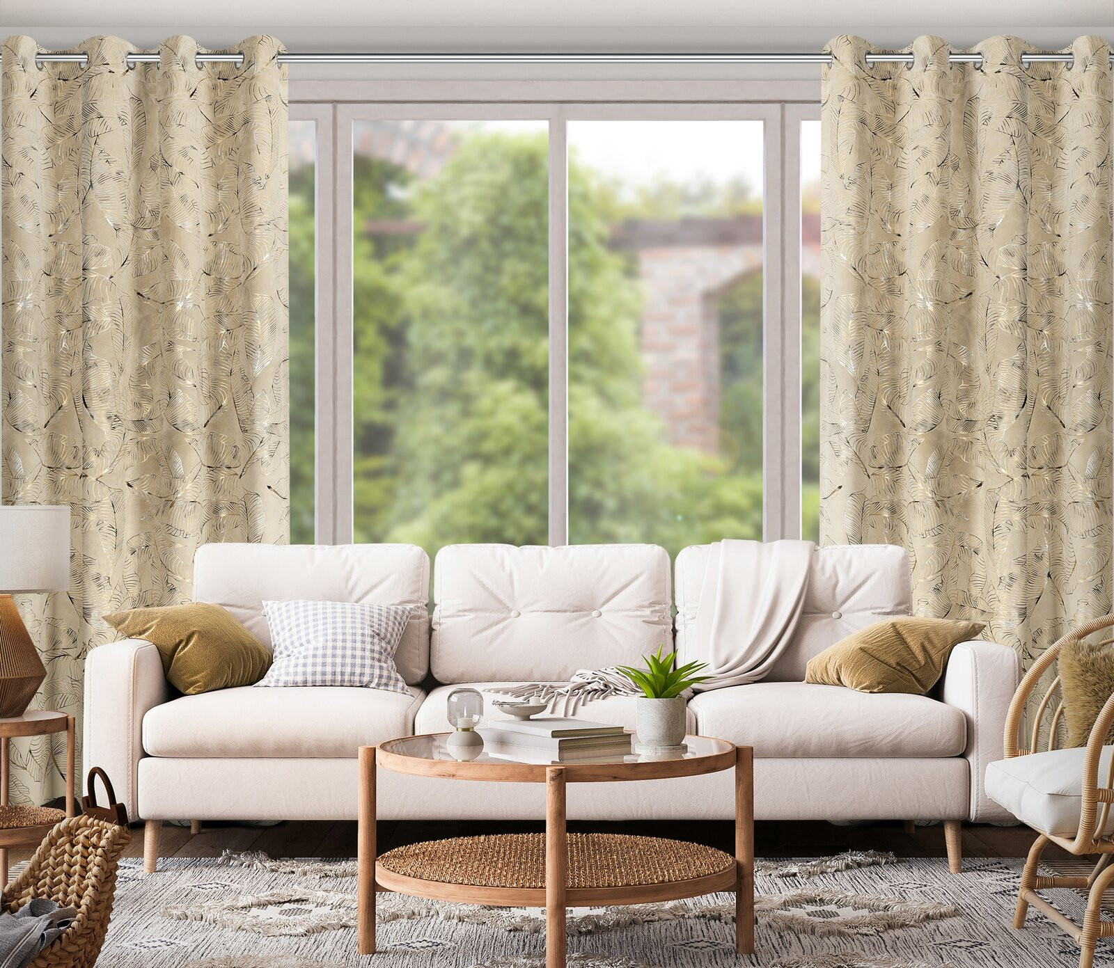 Hotový závěs ODETA béžový - na průchodkách