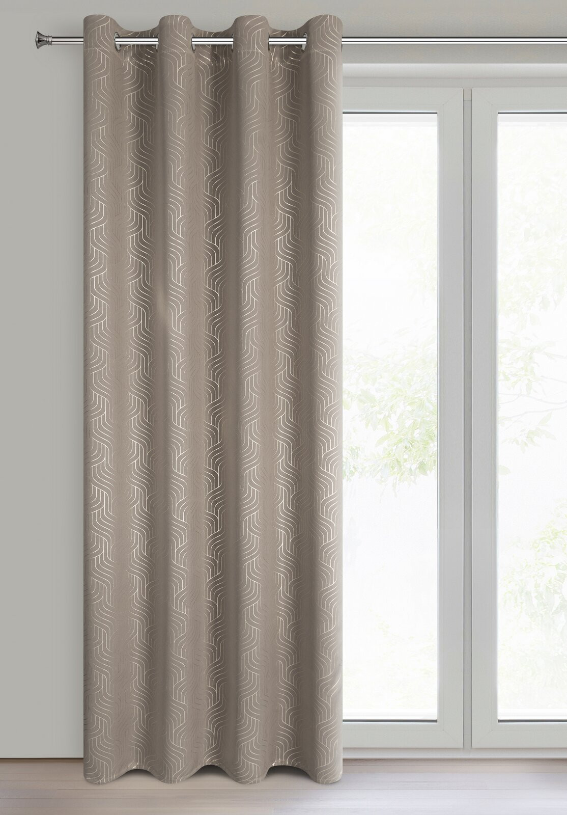 Hotový závěs OLETA tmavě béžový / šampaňské - na průchodkách