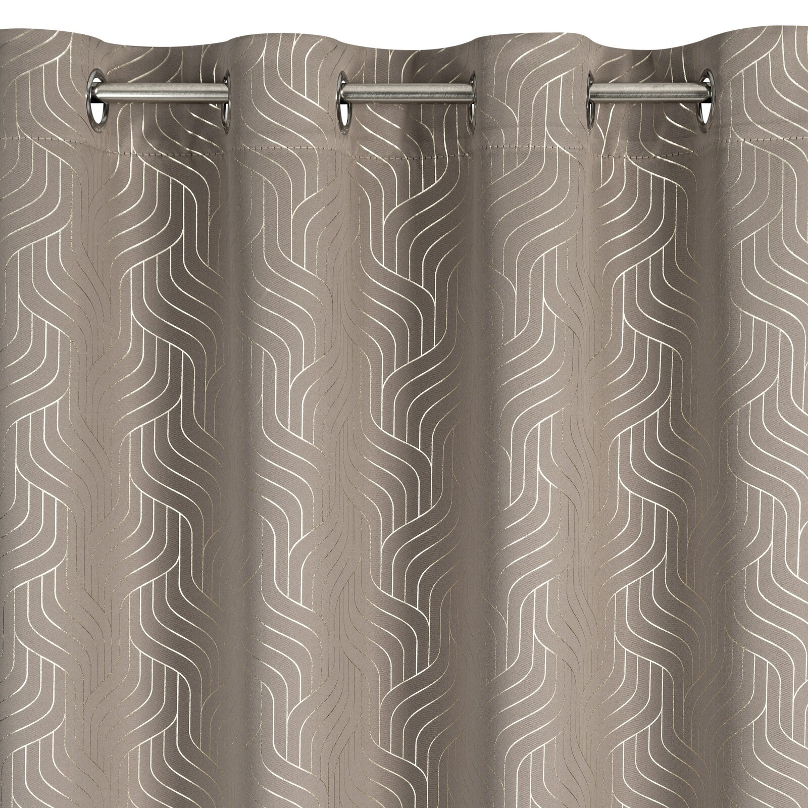 Hotový závěs OLETA tmavě béžový / šampaňské - na průchodkách