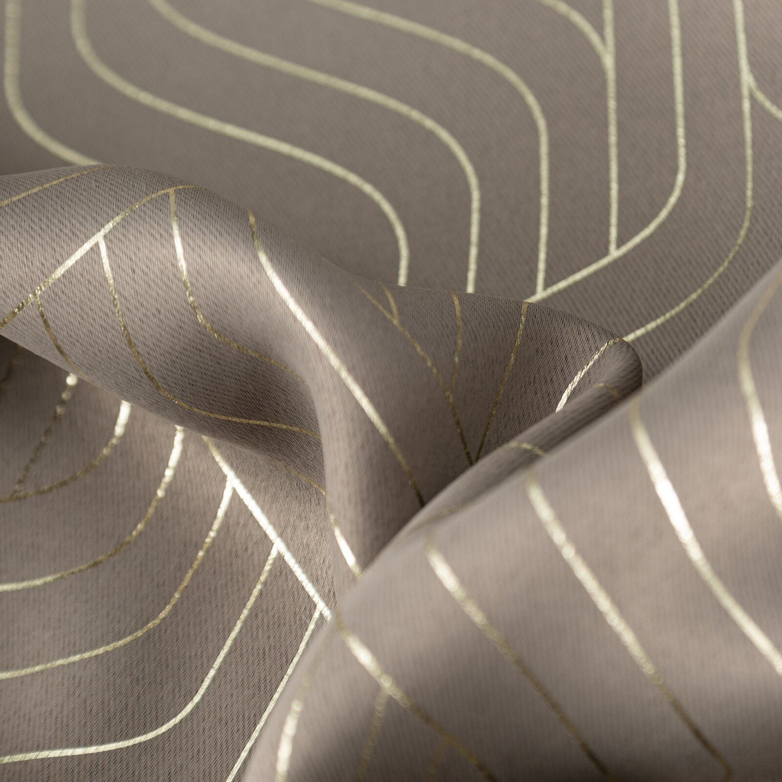 Hotový závěs OLETA tmavě béžový / šampaňské - na průchodkách