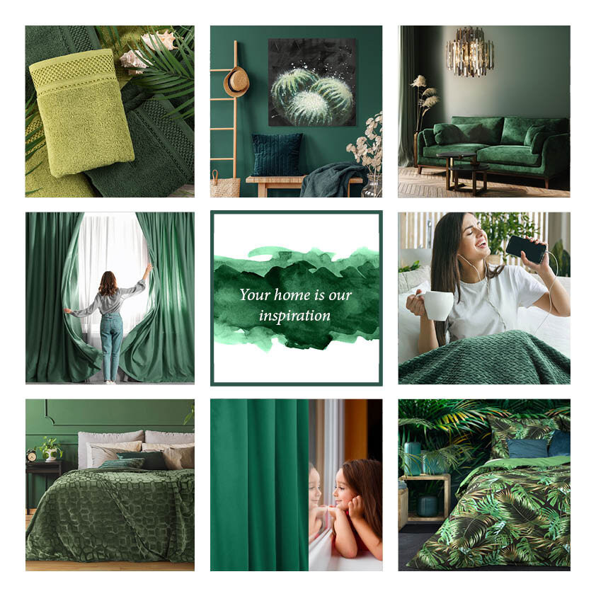 Hotový závěs PALMERA zelený - na pásce