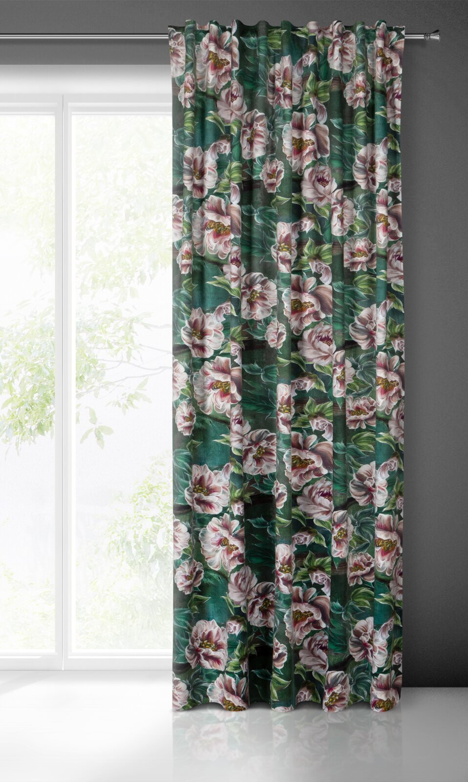 Hotový závěs PALMERA zelený - na pásce