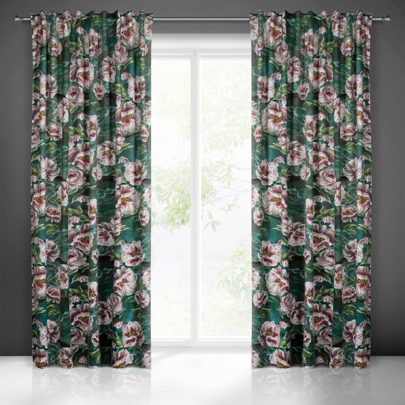 Hotový závěs PALMERA zelený - na pásce