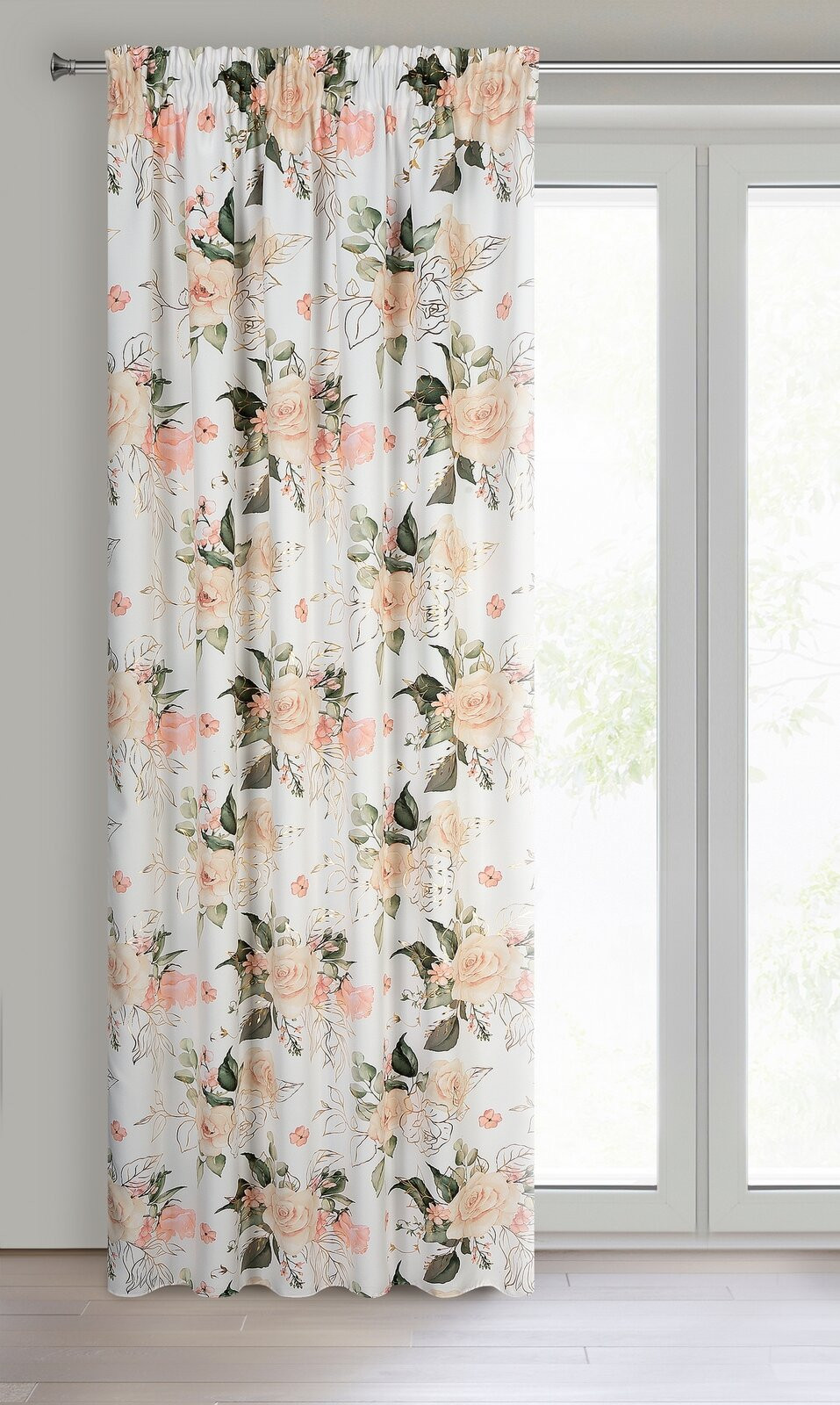 Hotový závěs ROSE na pásce - bílý