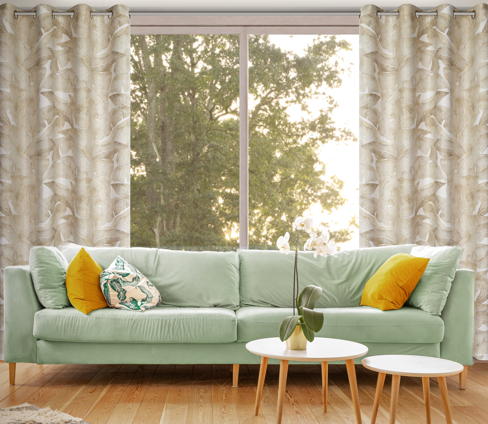 Hotový závěs SAMIRA bílý/béžový - na průchodkách