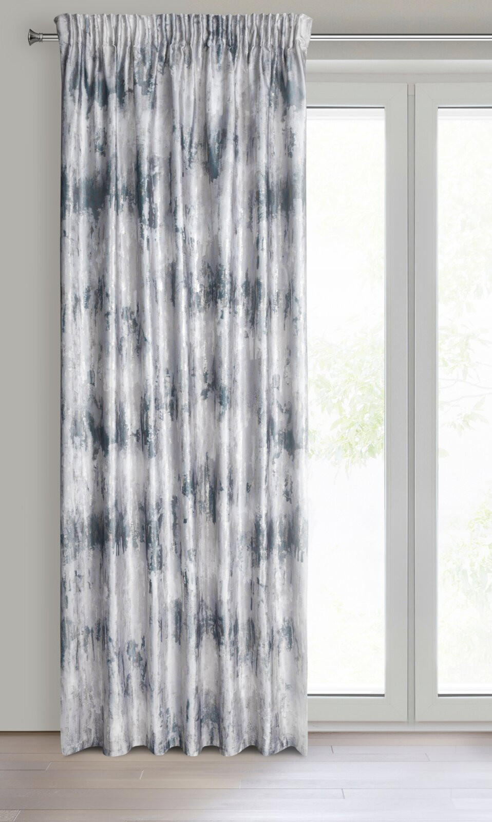 Hotový závěs TINA stříbrný - na pásce