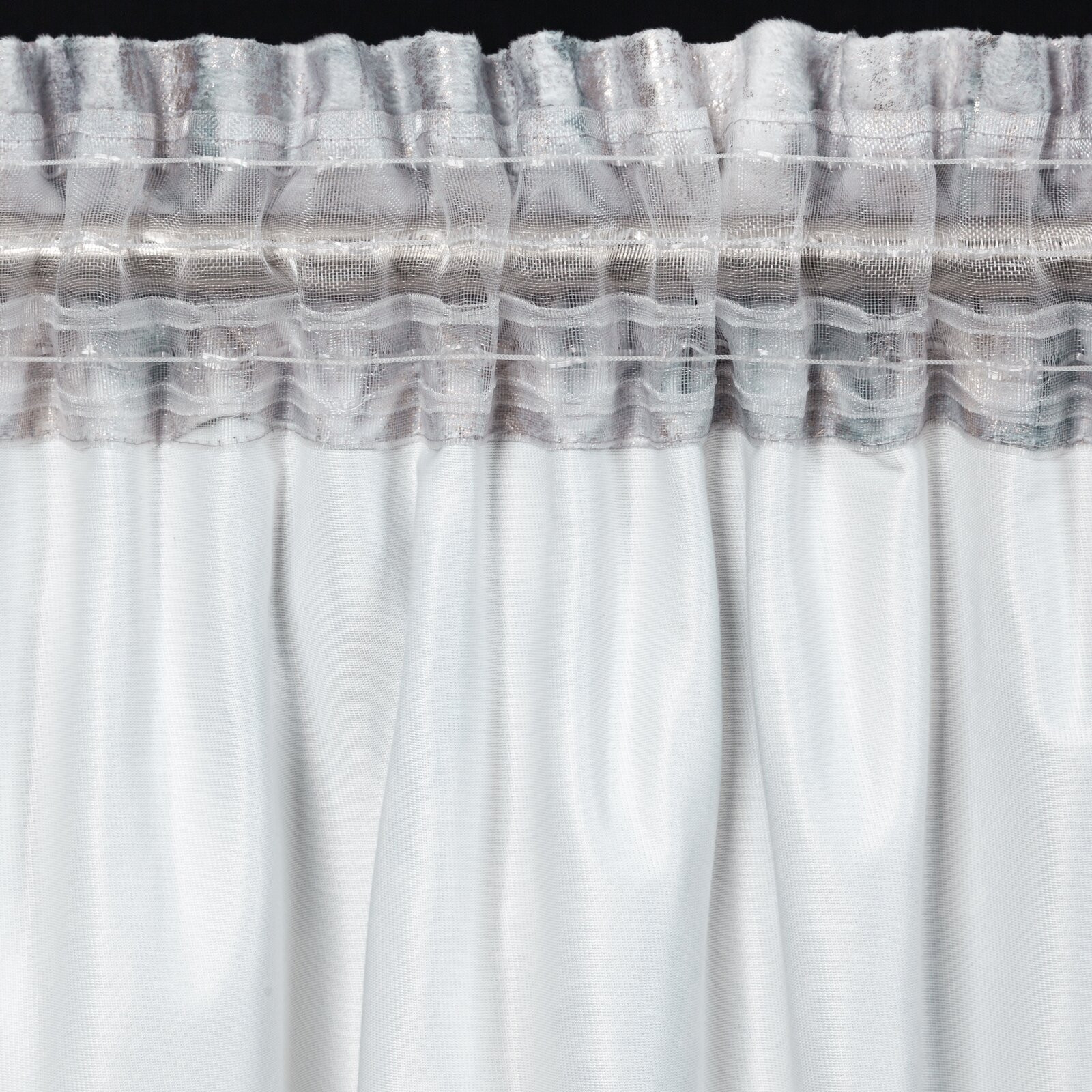 Hotový závěs TINA stříbrný - na pásce