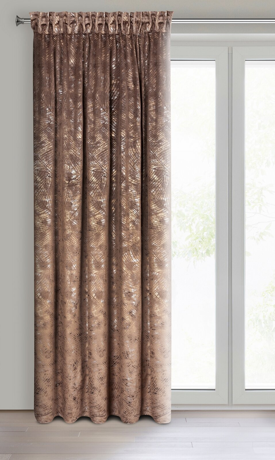 Hotový závěs TULIA hnědý - na pásce