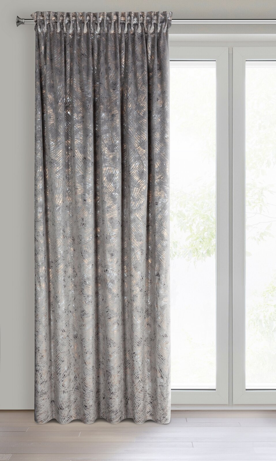 Hotový závěs TULIA ocelový - na pásce