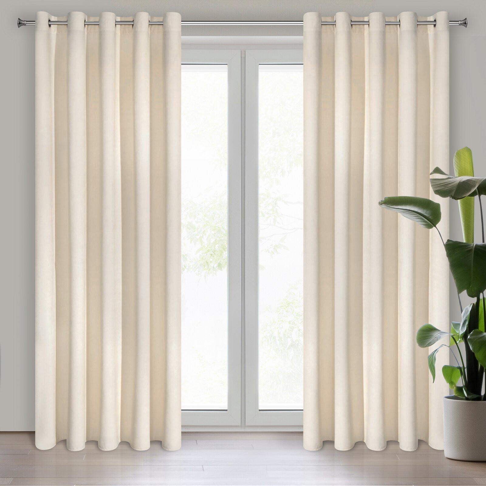 Hotový závěs VILLA světle béžový - na průchodkách