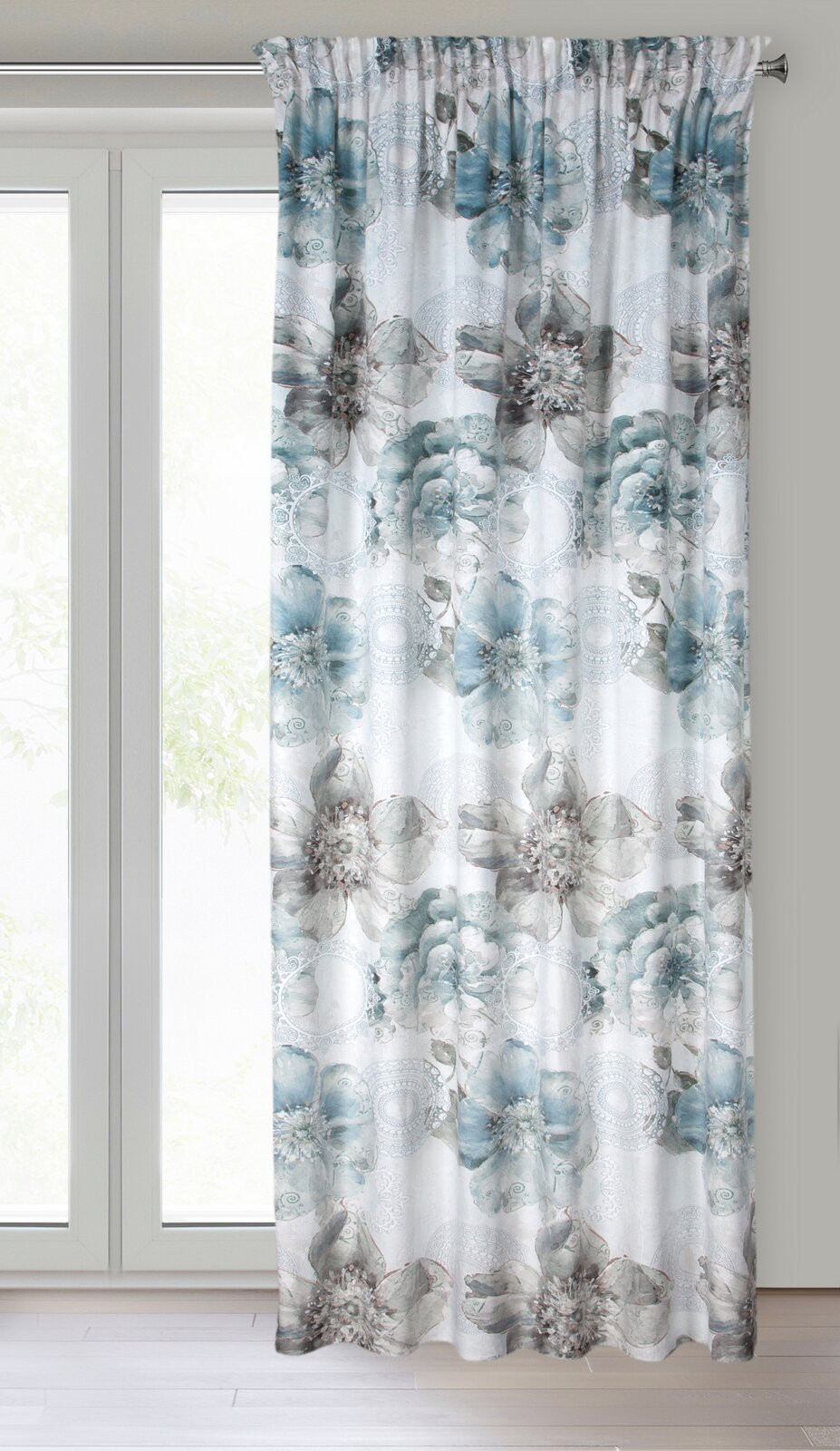 Hotový závěs VIVIAN tyrkysový - na pásce