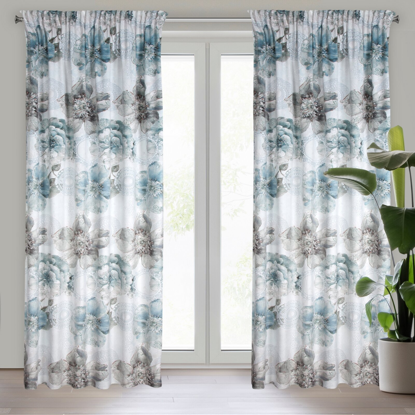 Hotový závěs VIVIAN tyrkysový - na pásce