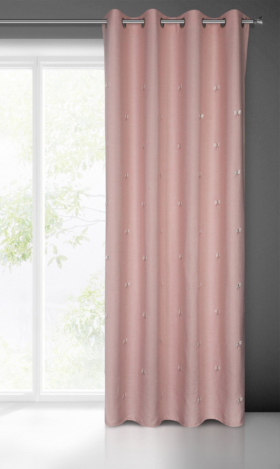 Hotový závěs WENDY růžový - na průchodkách