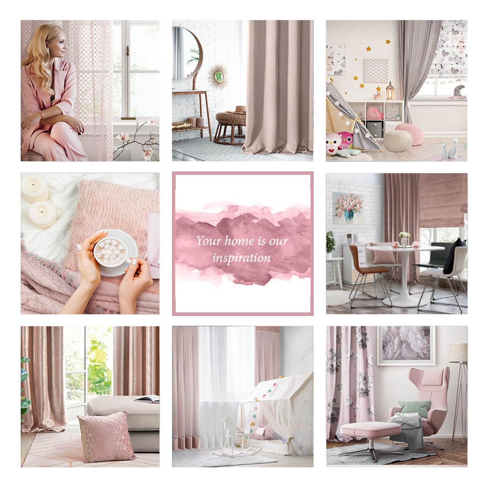 Hotový závěs WENDY růžový - na průchodkách