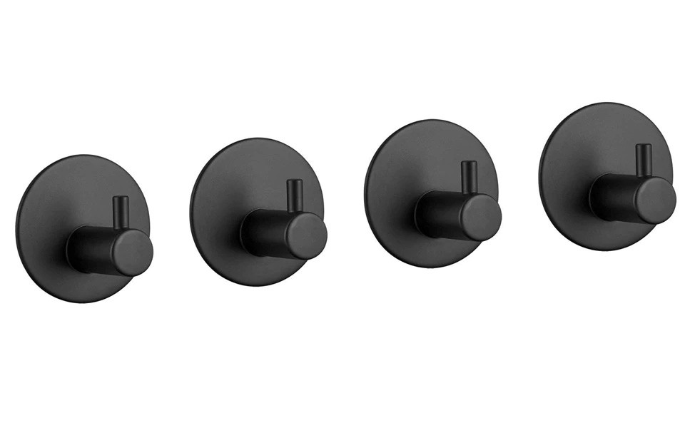 Sada čtyř koupelnových věšáků TAVAS černá (4 ks)