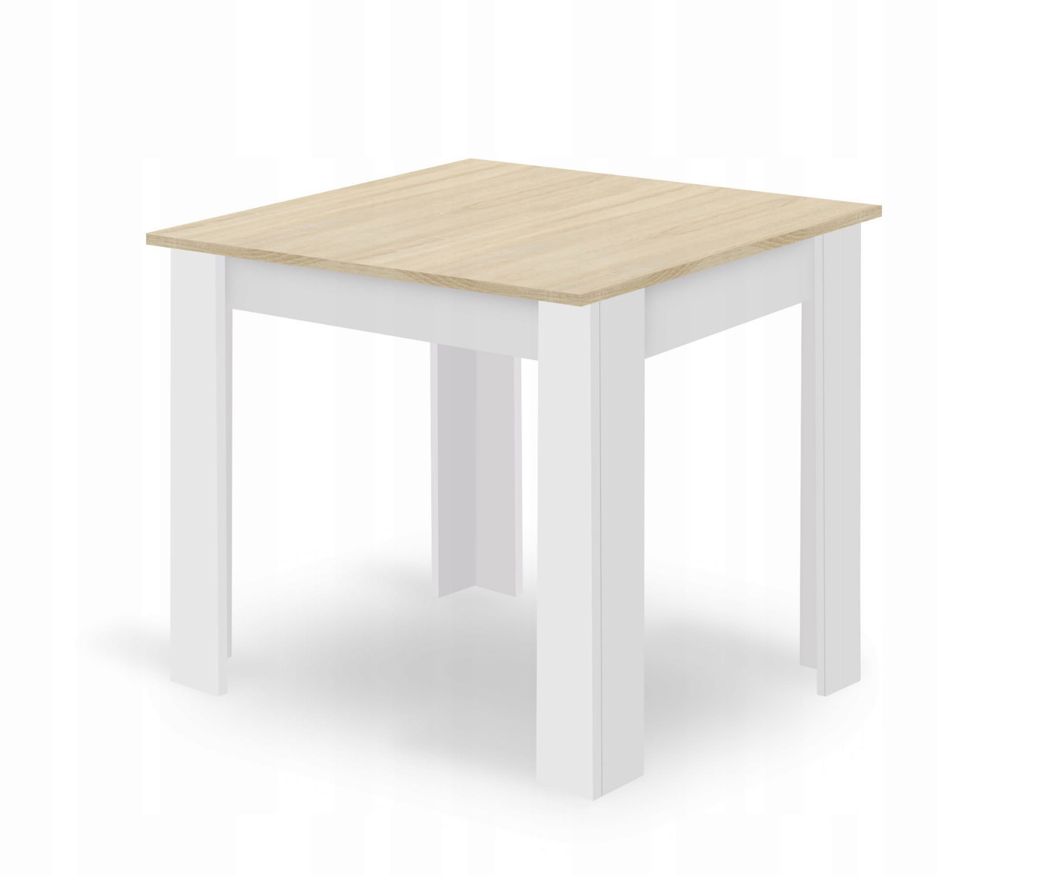 Jídelní čtvercový stůl dub sonoma / bílý se čtyřmi židlemi OSAKA bílé / hnědé