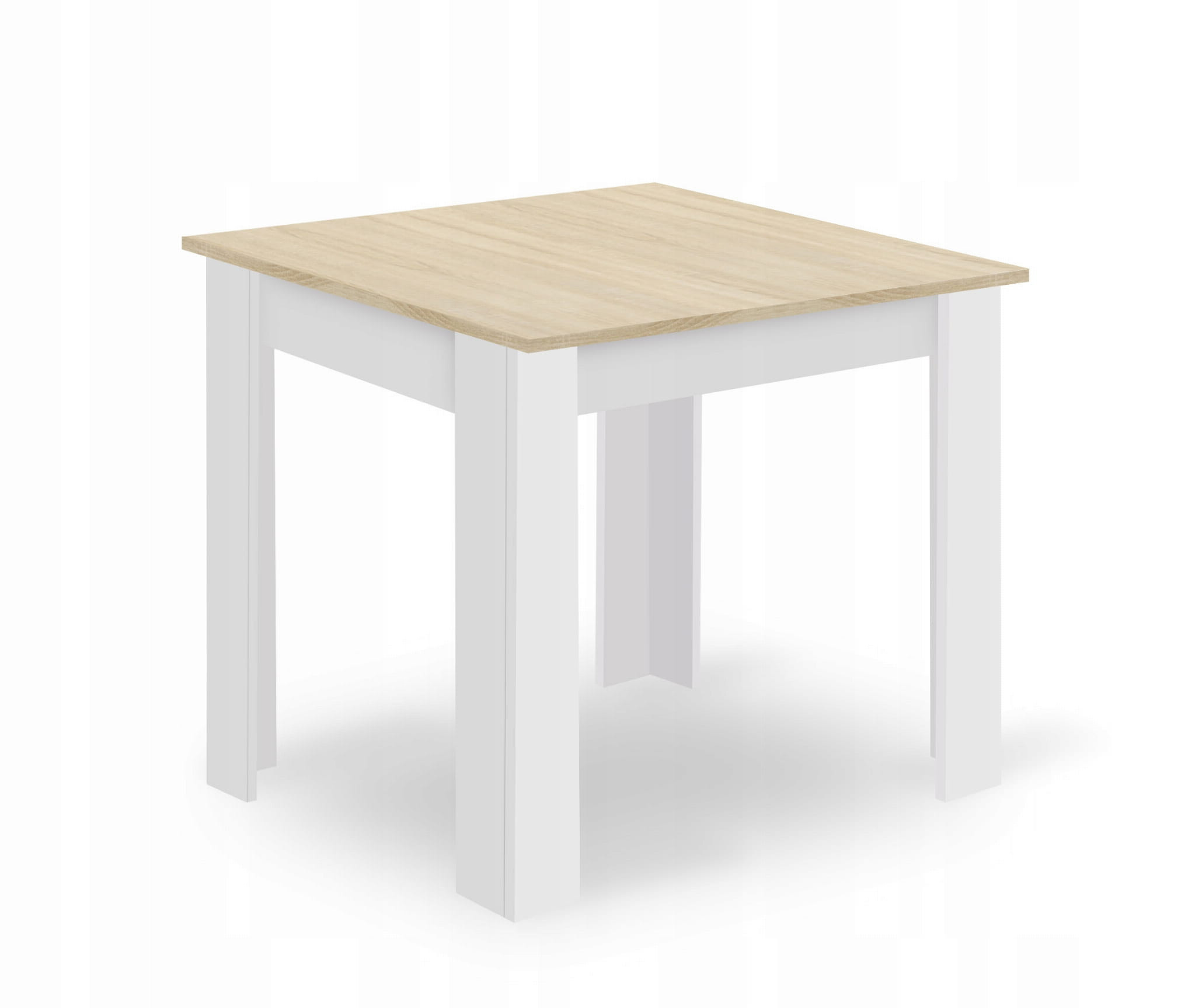 Jídelní čtvercový stůl dub sonoma / bílý se čtyřmi židlemi OSAKA bílé / hnědé