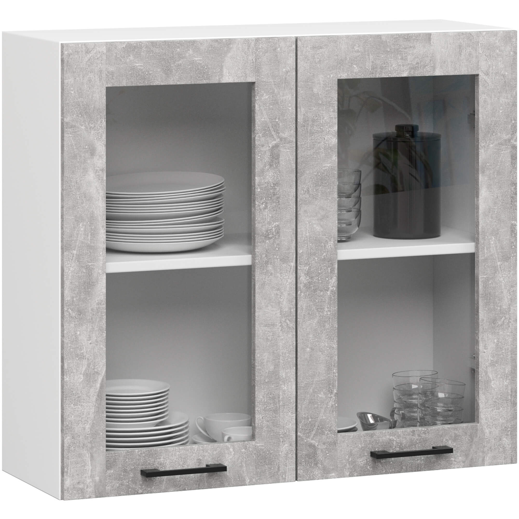Kuchyňská linka OLIVIA H720 1.8 m s vitrínou beton