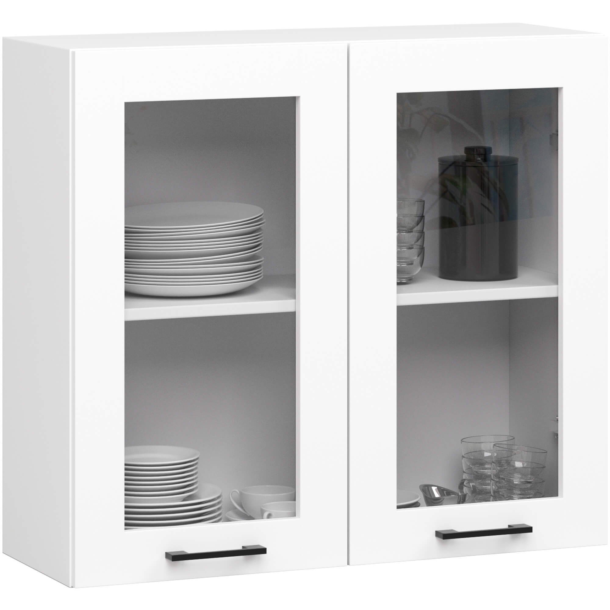 Kuchyňská linka OLIVIA H720 1.8 m s vitrínou bílá