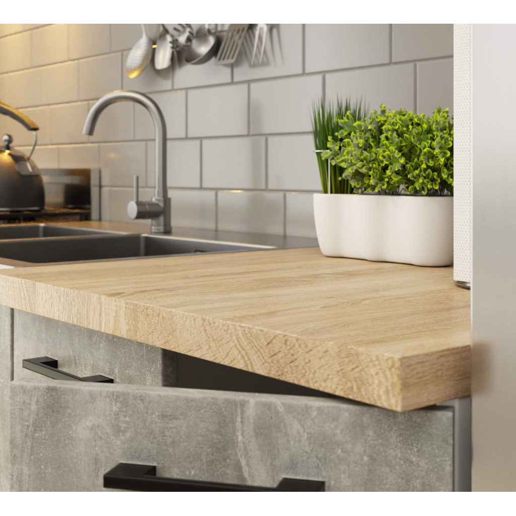 Kuchyňská linka OLIVIA V720 2.4 m s vitrínou beton