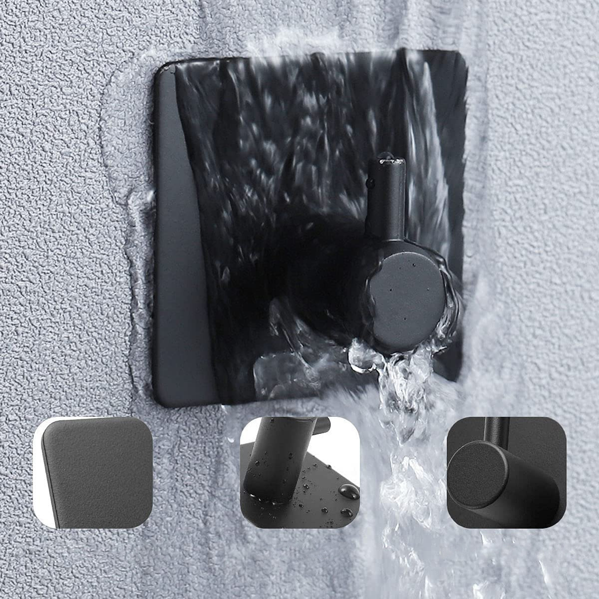 Sada čtyř koupelnových věšáků KOTOS černá (4 ks)