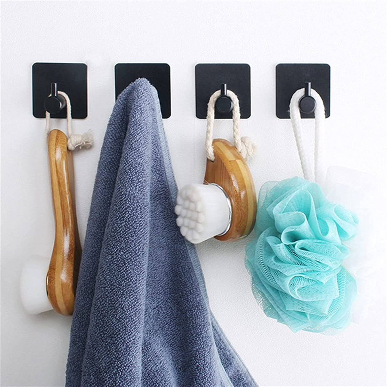 Sada čtyř koupelnových věšáků KOTOS černá (4 ks)