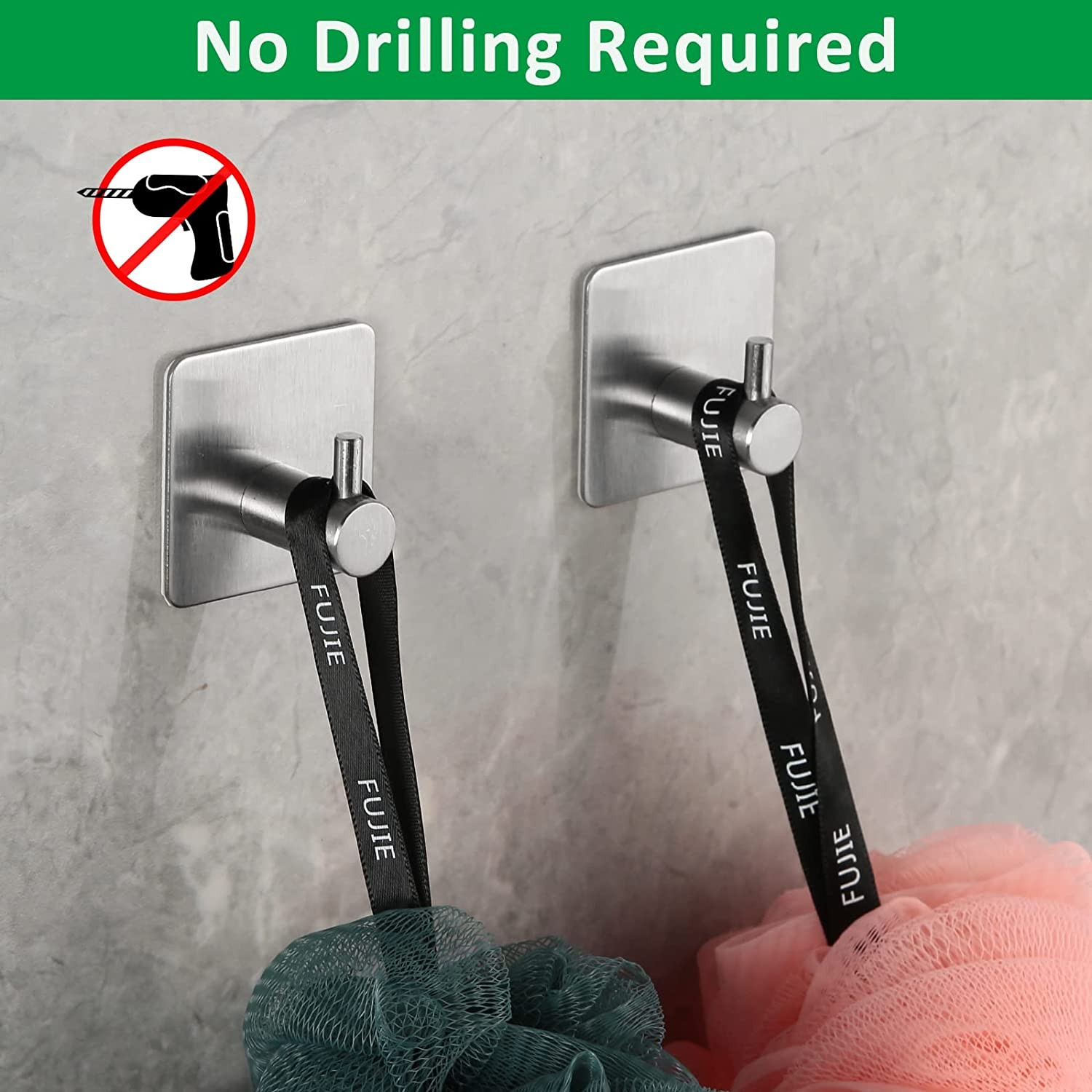 Sada čtyř koupelnových věšáků KOTOS stříbrná (4 ks)