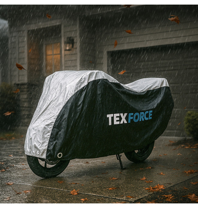 Ochranná plachta na motorku TEXFORCE stříbrná / černá