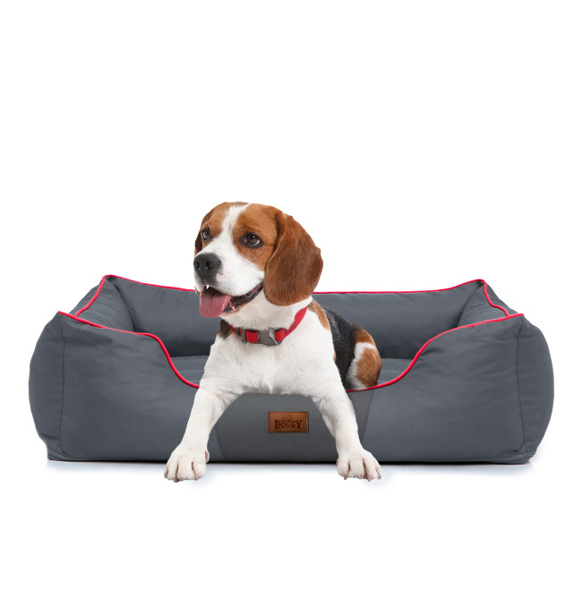 Pelíšek Comfort L šedý / červený