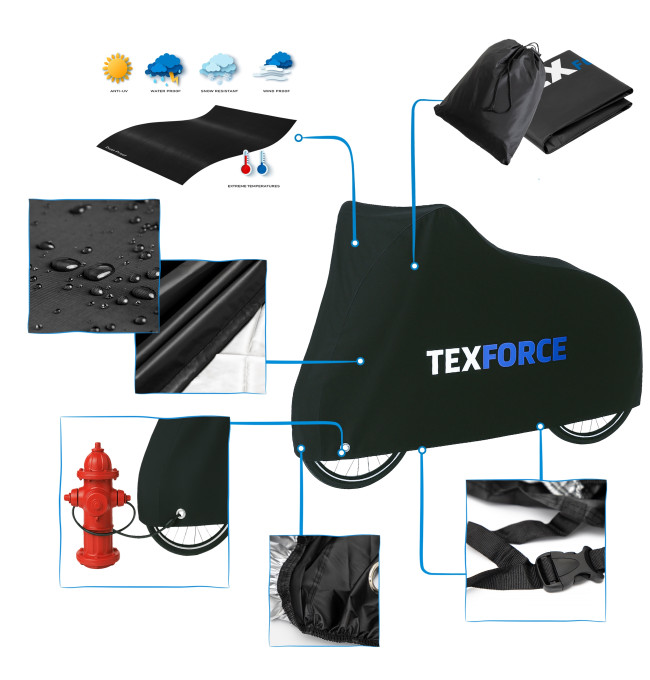 Ochranná plachta na kolo TEXFORCE stříbrná / černá