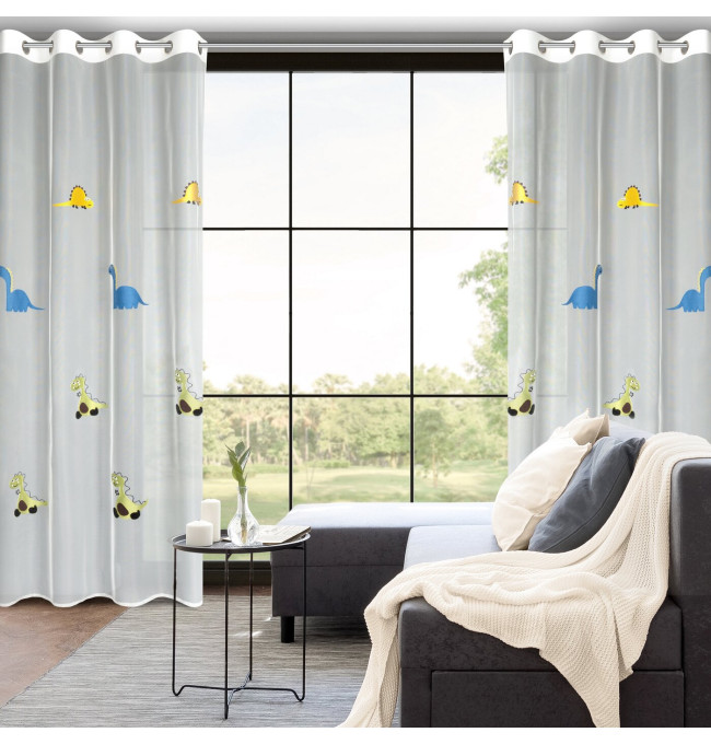 Hotová záclona DINO bílá - na průchodkách