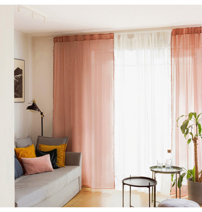 Hotová záclona ADI růžová 851785 - s tunelem