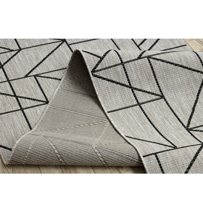 Běhoun SIZAL FLOORLUX 20605 trojúhelníky geometrický - stříbrný, černý