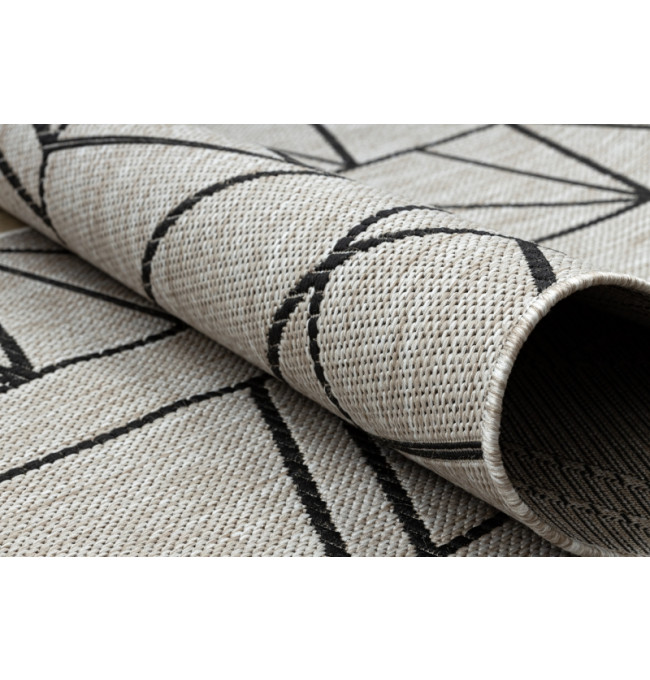 Běhoun SIZAL FLOORLUX 20605 trojúhelníky geometrický - stříbrný, černý