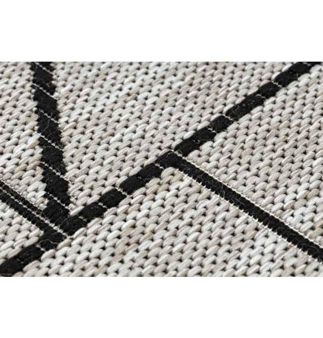 Běhoun SIZAL FLOORLUX 20605 trojúhelníky geometrický - stříbrný, černý