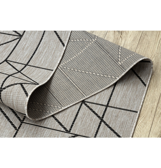 Běhoun SIZAL FLOORLUX 20605 trojúhelníky geometrický - stříbrný, černý