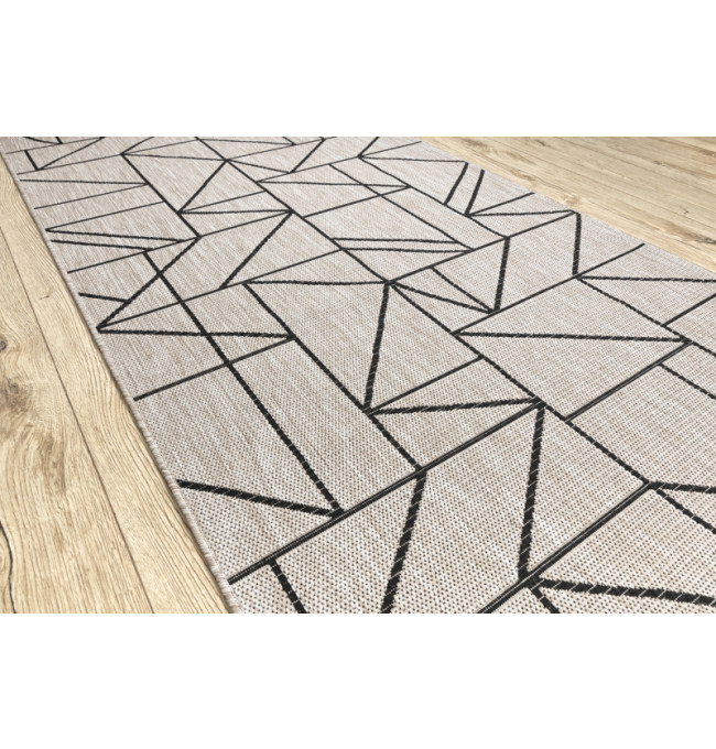 Běhoun SIZAL FLOORLUX 20605 trojúhelníky geometrický - stříbrný, černý