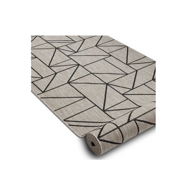 Běhoun SIZAL FLOORLUX 20605 trojúhelníky geometrický - stříbrný, černý