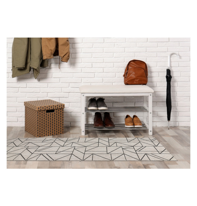 Běhoun SIZAL FLOORLUX 20605 trojúhelníky geometrický - stříbrný, černý