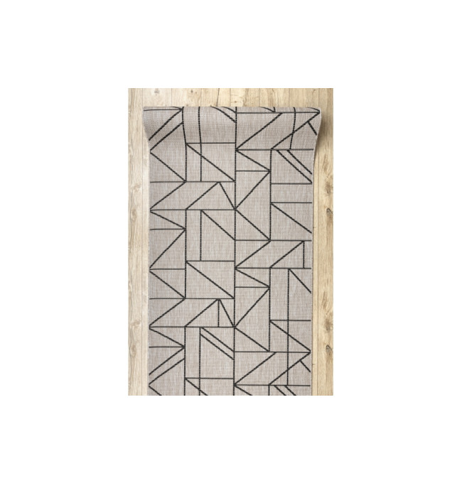 Běhoun SIZAL FLOORLUX 20605 trojúhelníky geometrický - stříbrný, černý