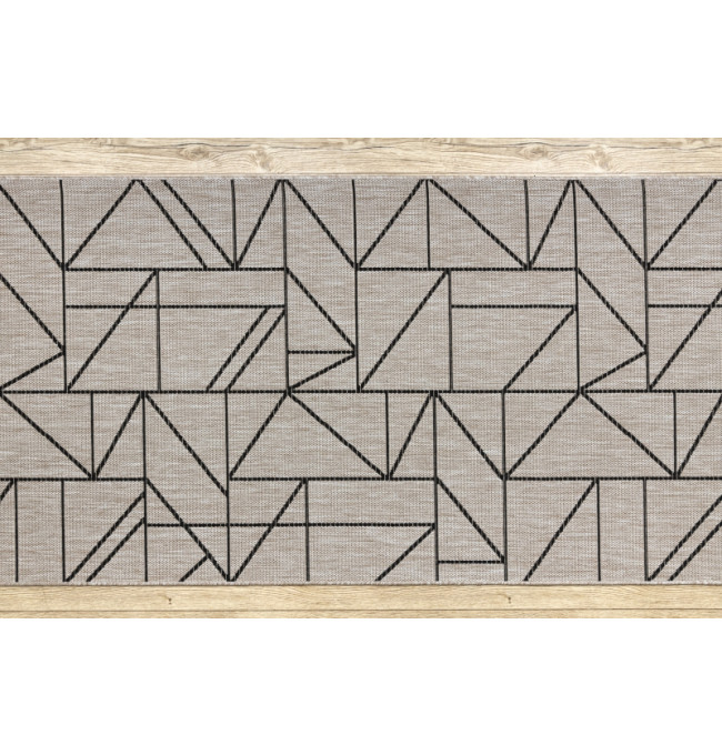 Běhoun SIZAL FLOORLUX 20605 trojúhelníky geometrický - stříbrný, černý